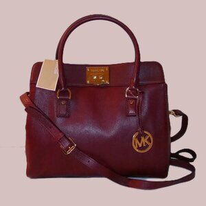 Michael Kors Astrid Claret Large Leather Satchel